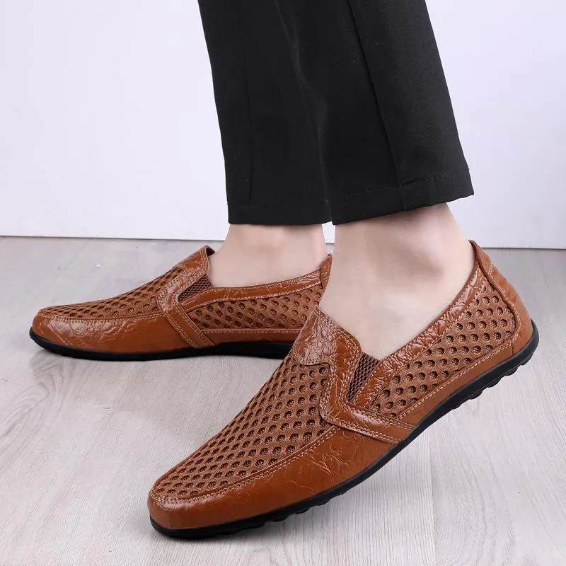 Men's mesh casual leather shoes