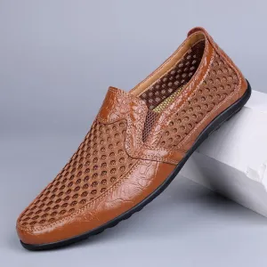 Men's mesh casual leather shoes