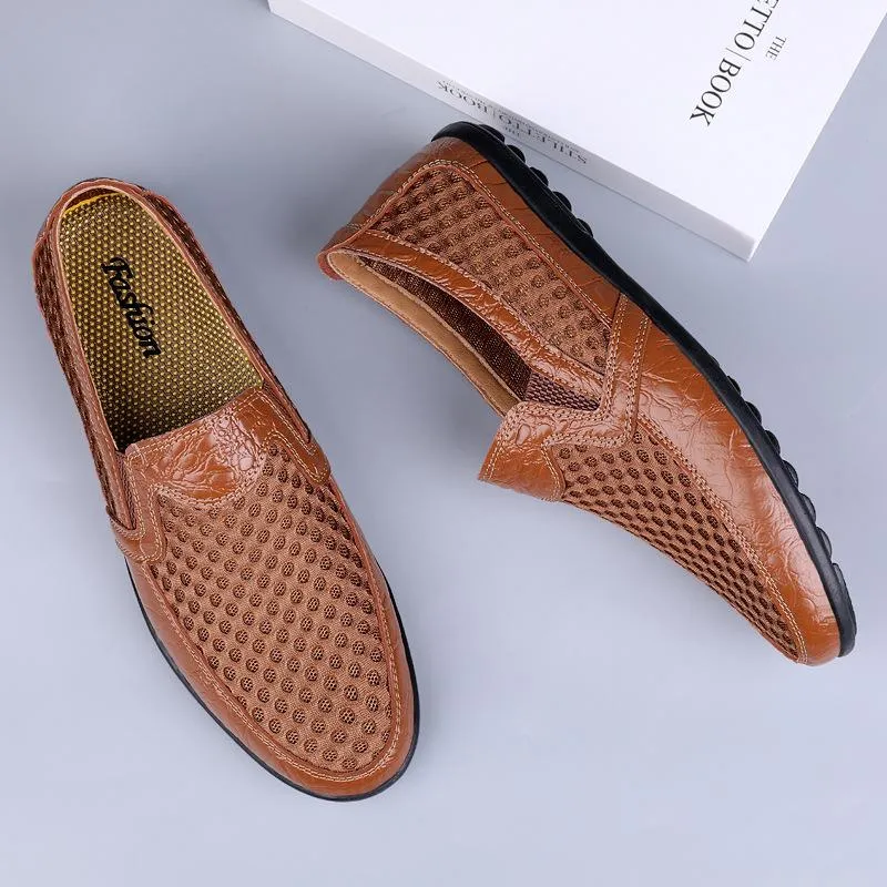 Men's mesh casual leather shoes