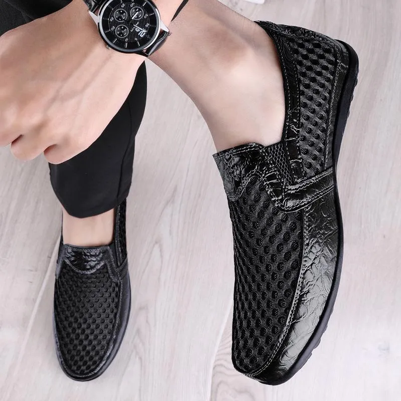 Men's mesh casual leather shoes