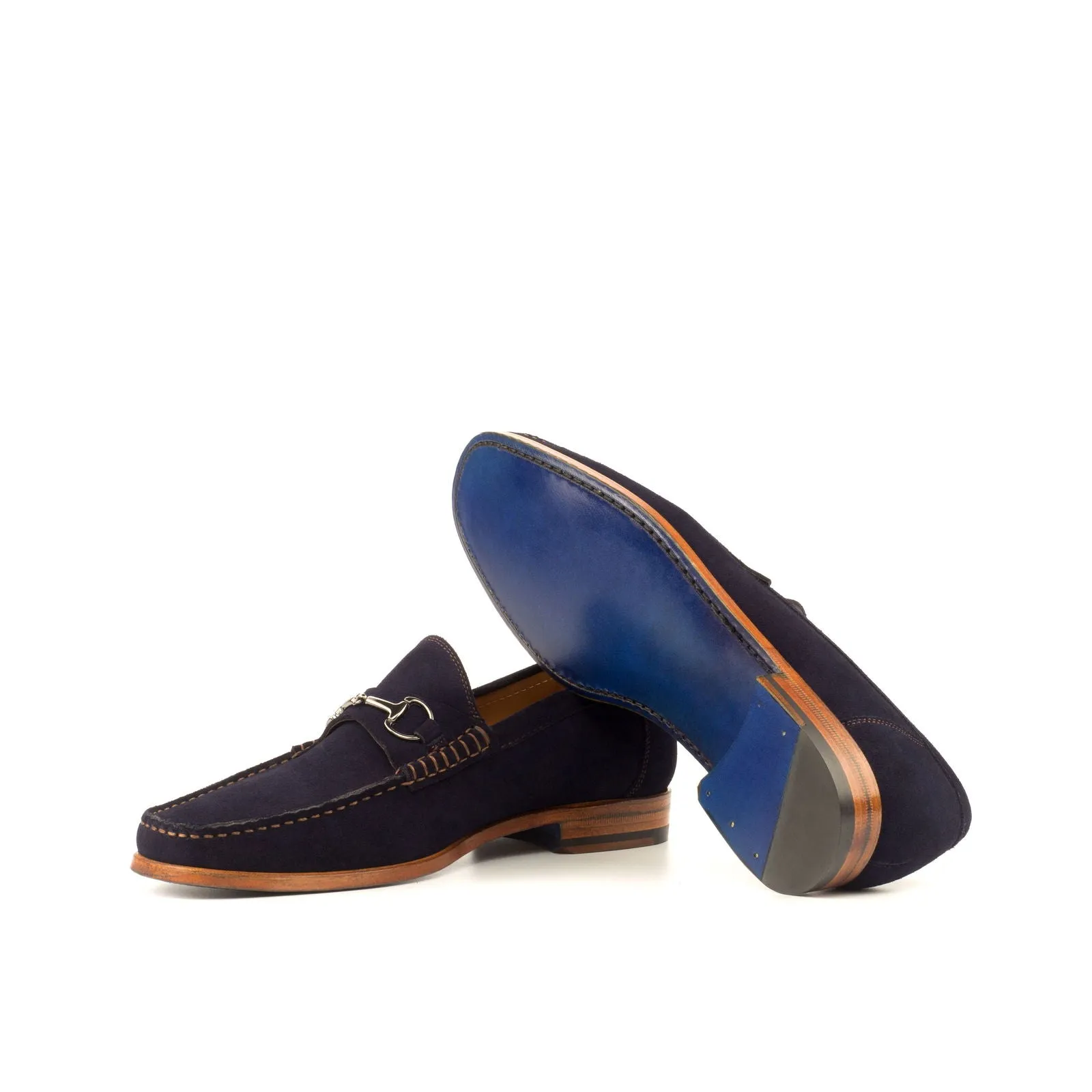 Men's Moccasin Leather Shoes Plus Size Blue 3716