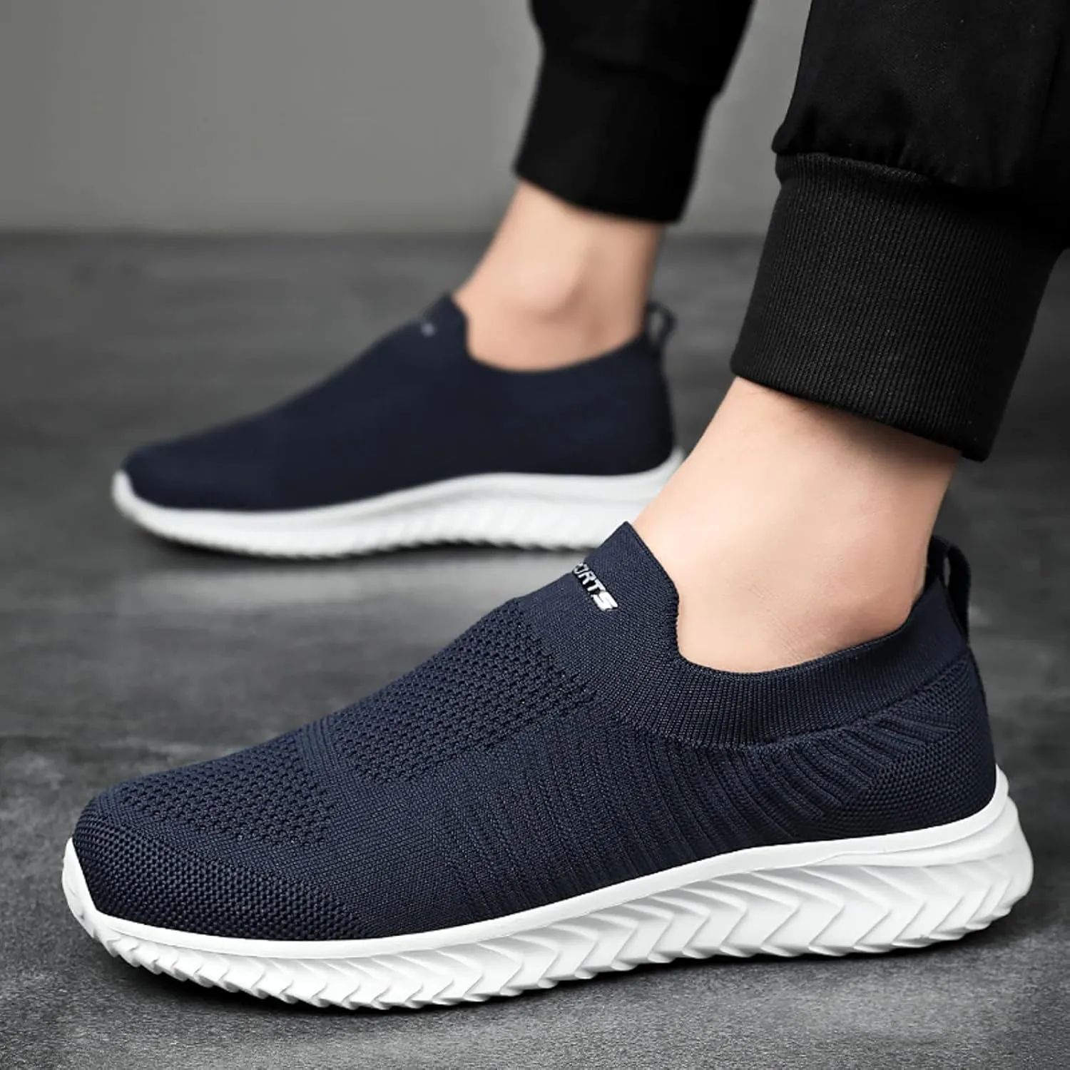 Men's Orthopedic Comfortable Slip-On Shoes Comfortable Breathable Slip on Sneaker Soft Flat Soled Elderly Shoes