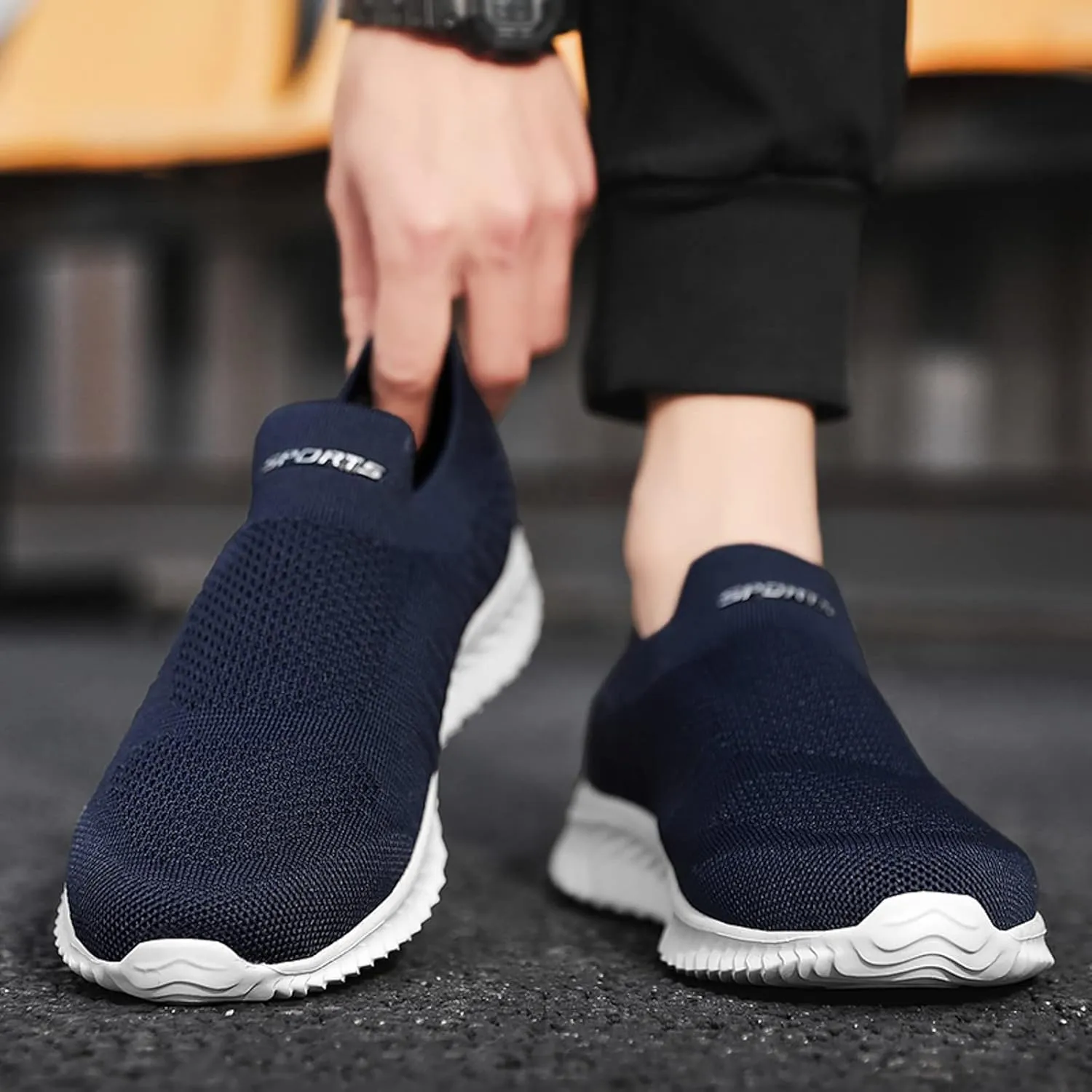 Men's Orthopedic Comfortable Slip-On Shoes Comfortable Breathable Slip on Sneaker Soft Flat Soled Elderly Shoes