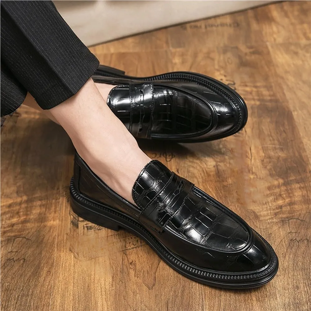 Mens Oxford Dress Shoes Patent Leather Slip On Business Wedding Party Half Brogue Comfortable Stylish