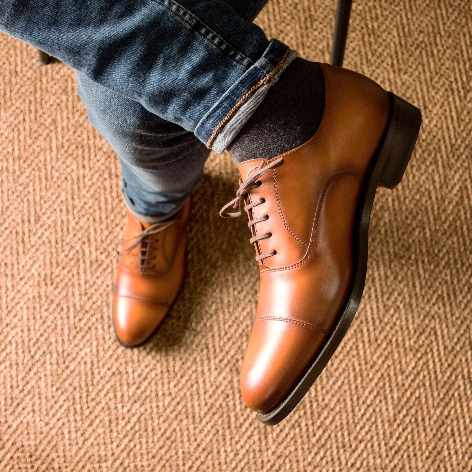 Men's Oxford Leather Shoes Goodyear Welt Wide Plus Size 5317