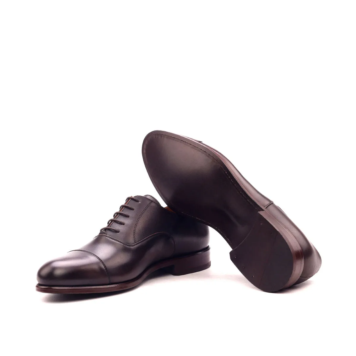 Men's Oxford Leather Shoes Wide Plus Size Dark Brown 2548