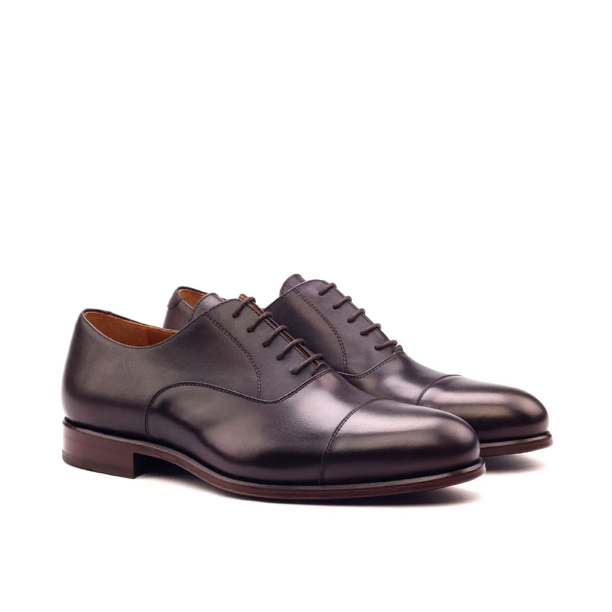 Men's Oxford Leather Shoes Wide Plus Size Dark Brown 2548