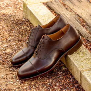Men's Oxford Leather Shoes Wide Plus Size Dark Brown 2548