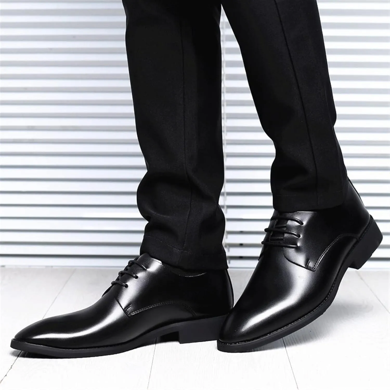 Men's Patent Leather Tuxedo Dress Shoes, Leather Formal Business Oxford Shoes Round Toe Slip-On Solid Handmade Dress Shoes for Men