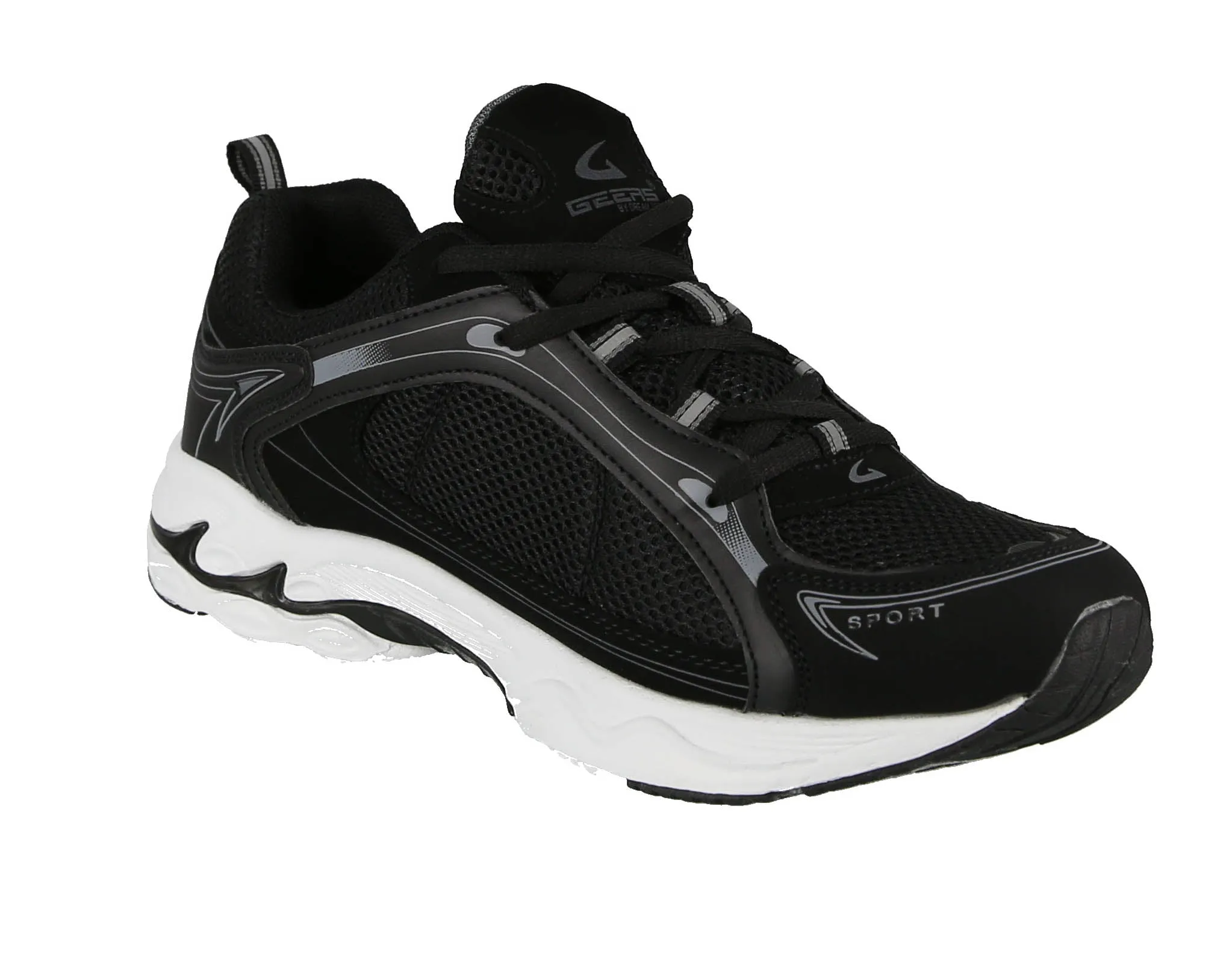 MEN'S SHOES BLACK / WHITE FABRIC TENNIS SNEAKERS 2826LM