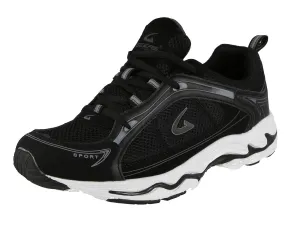 MEN'S SHOES BLACK / WHITE FABRIC TENNIS SNEAKERS 2826LM