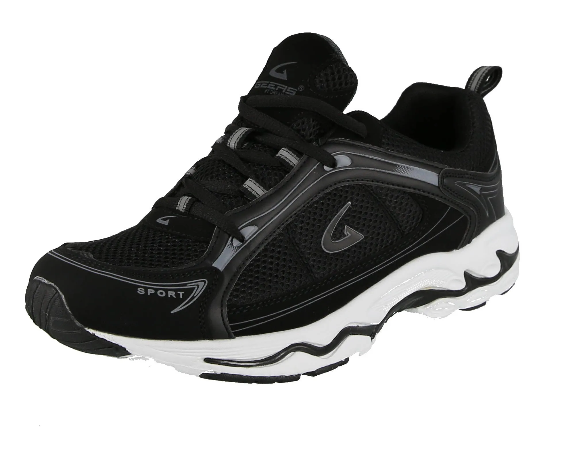 MEN'S SHOES BLACK / WHITE FABRIC TENNIS SNEAKERS 2826LM