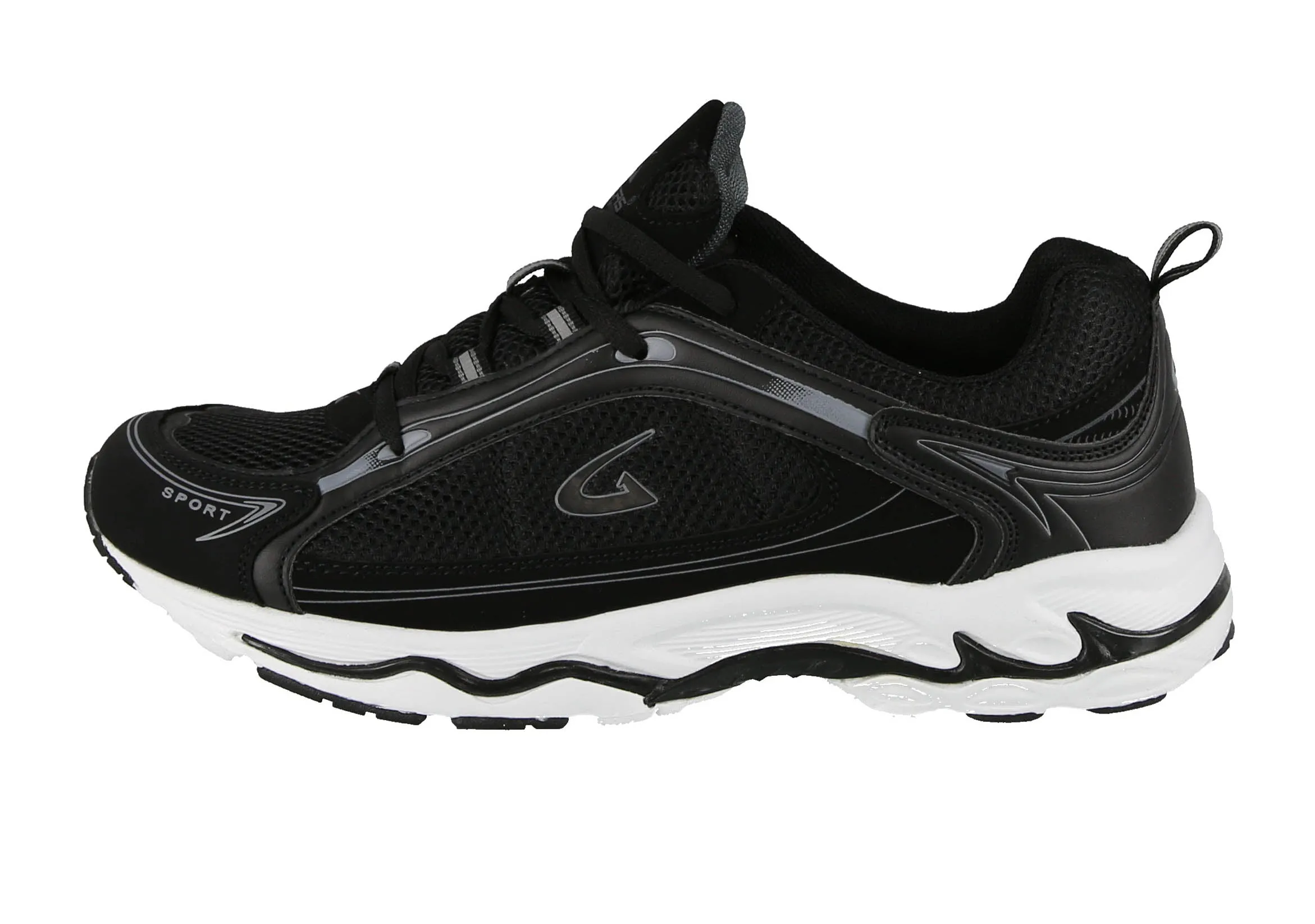 MEN'S SHOES BLACK / WHITE FABRIC TENNIS SNEAKERS 2826LM