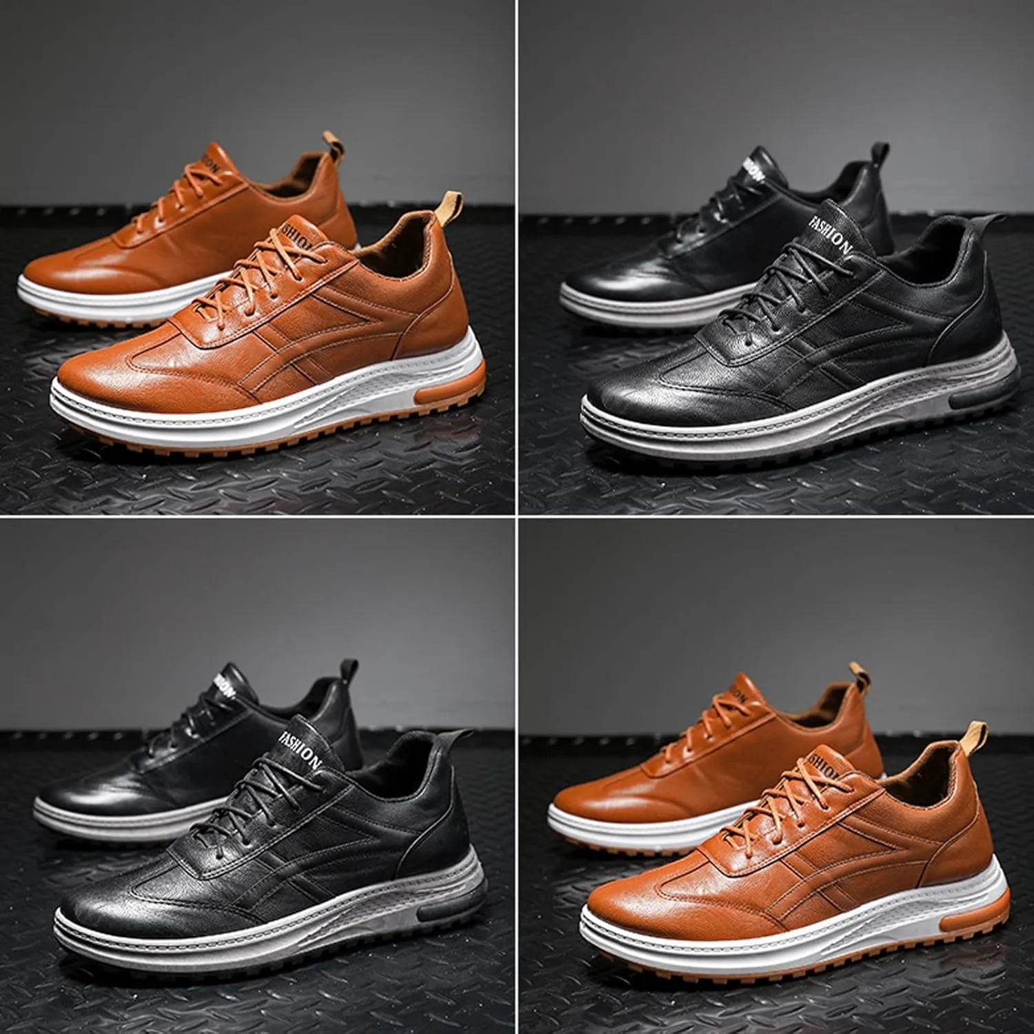 Mens Shoes Large Size Casual Leather Lace Up Solid Color Casual Fashion Simple Shoes Running Men Sneaker