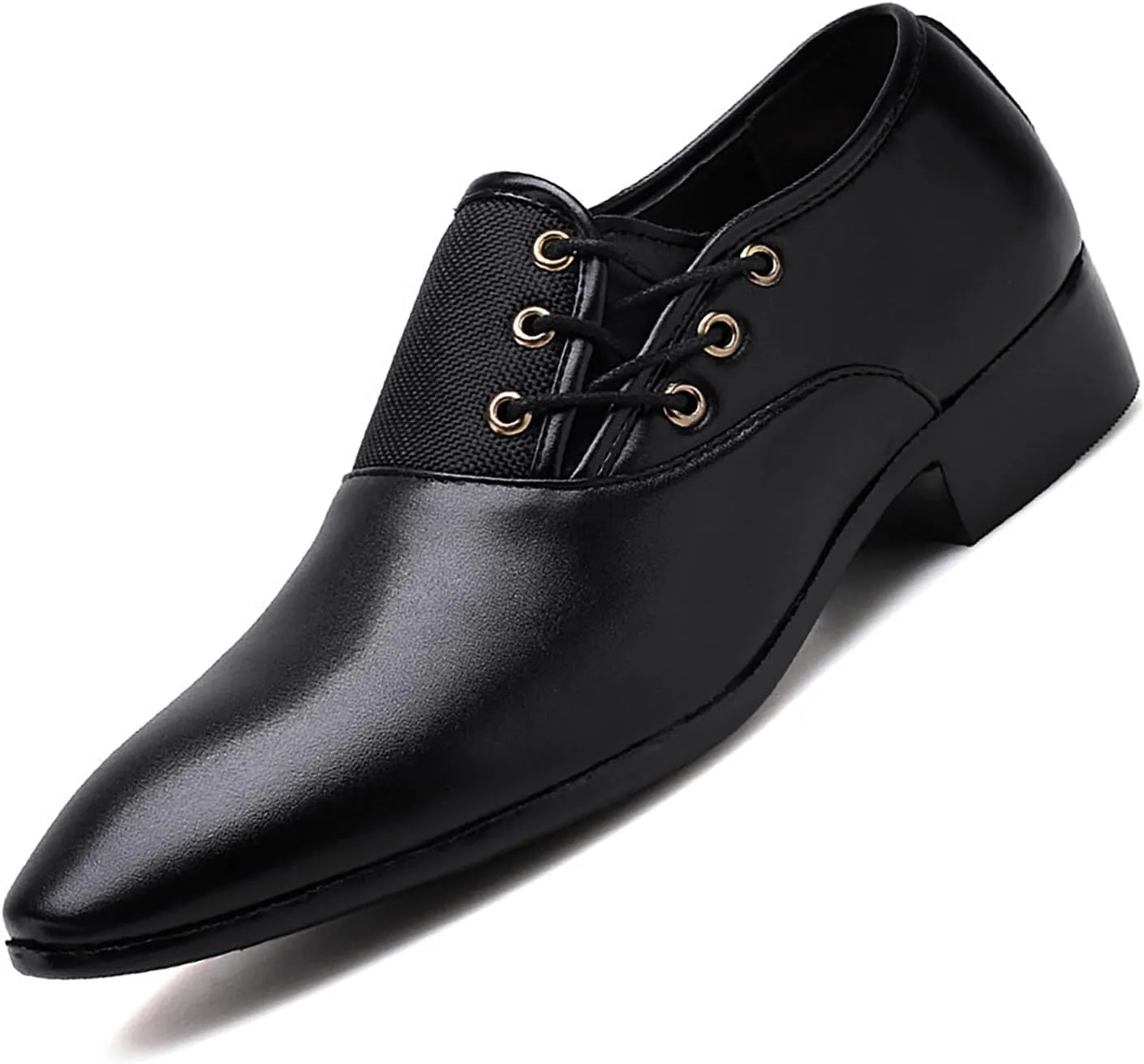 Men's Slip on Pointed Toe Oxford Shoes,Fashion Patent Leather Lace-up Decoration Formal Business Office Derby Dress Shoes Casual Comfy Non-Slip Flat Oxfords