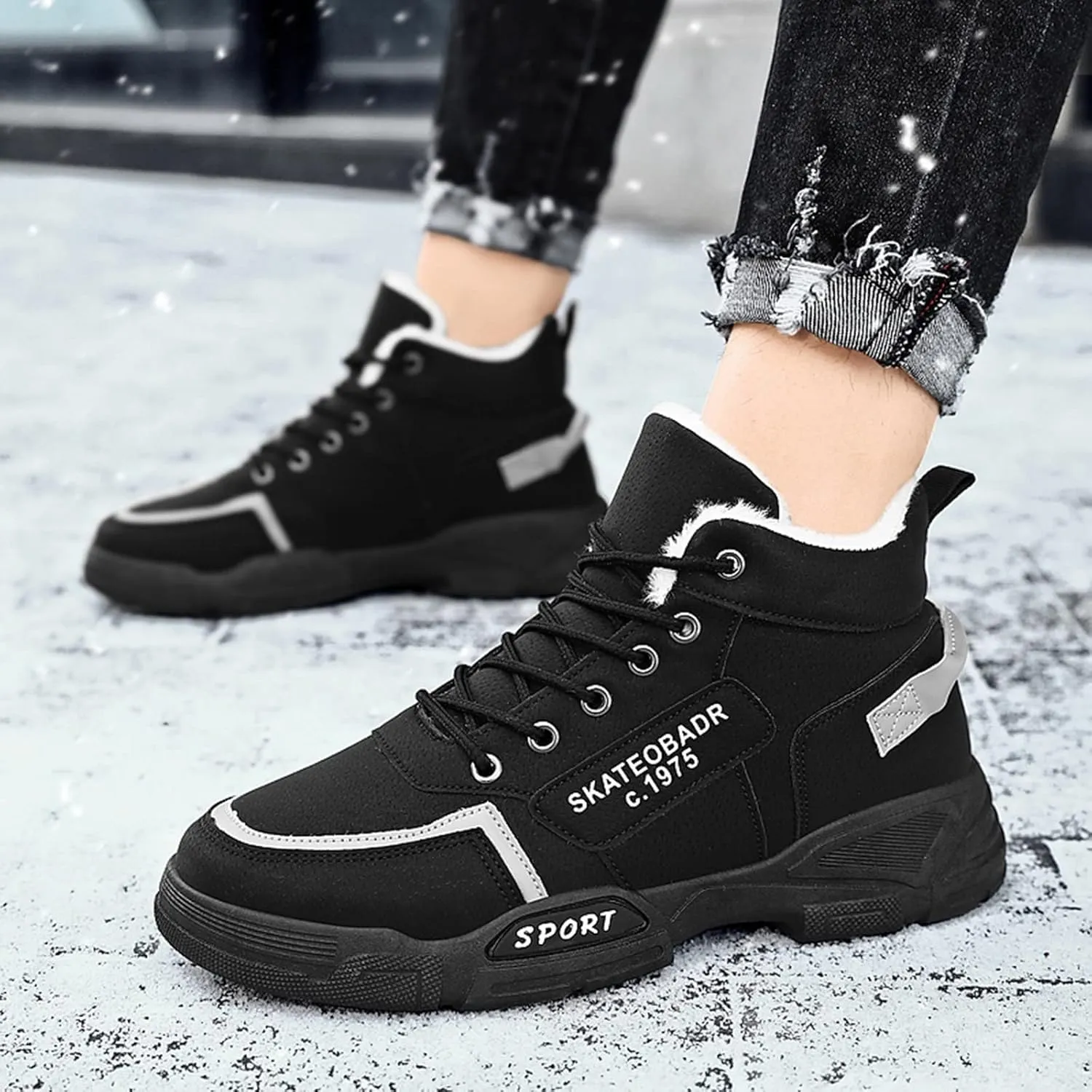 Men's Slip Shoes Men Shoes Winter Plush Casual Men Warm Work Clothes Casual for