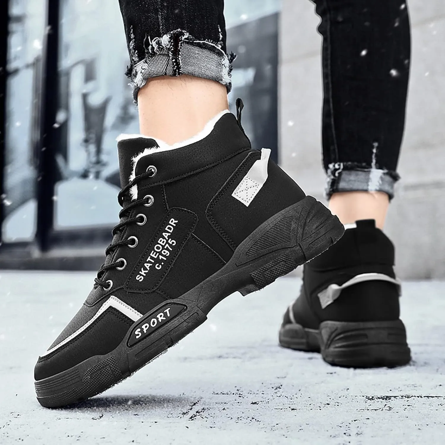 Men's Slip Shoes Men Shoes Winter Plush Casual Men Warm Work Clothes Casual for