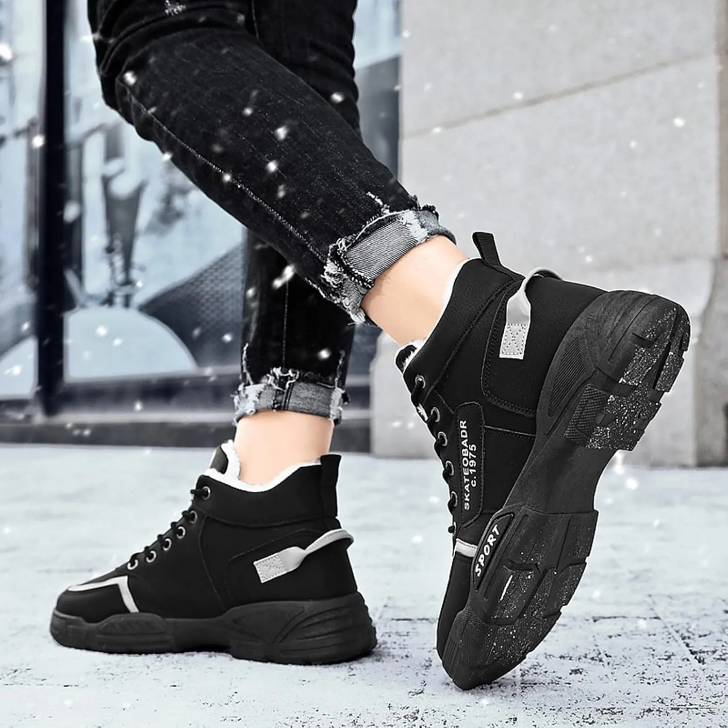 Men's Slip Shoes Men Shoes Winter Plush Casual Men Warm Work Clothes Casual for