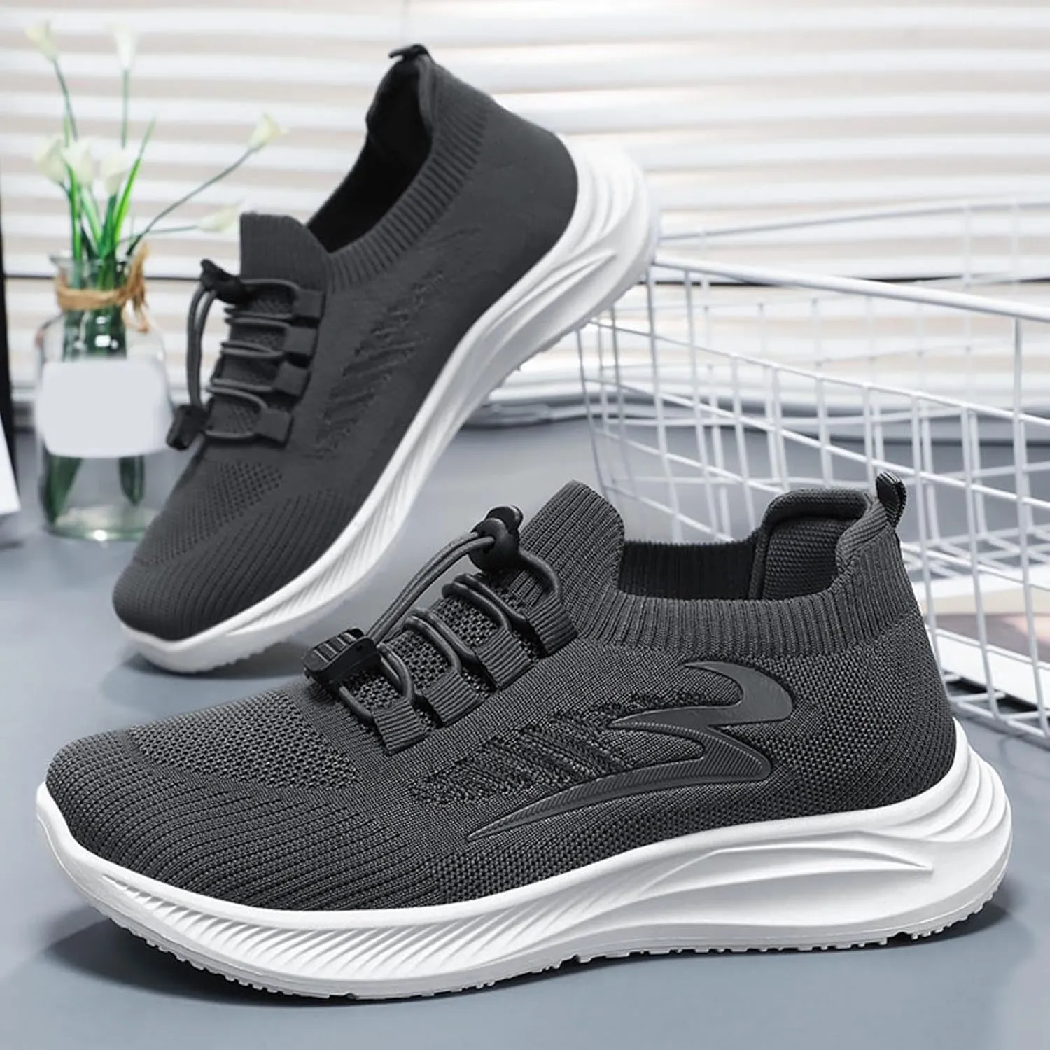 Men's Sneakers New Mens Shoes Comfortable Walking Shoes Tennis Comfortable Leather Sneakers for Men Casual Mesh Breathable Walking Slip on Running