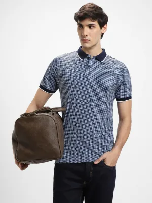 Men's Spread Collar Regular Fit Aop Navy T-shirt