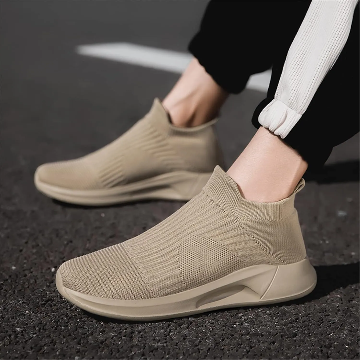 Men's Stretch Memory Foam Shoes Comfortable Breathable Lightweight Tennis Shoe Convenient Elderly Slip On Shoes