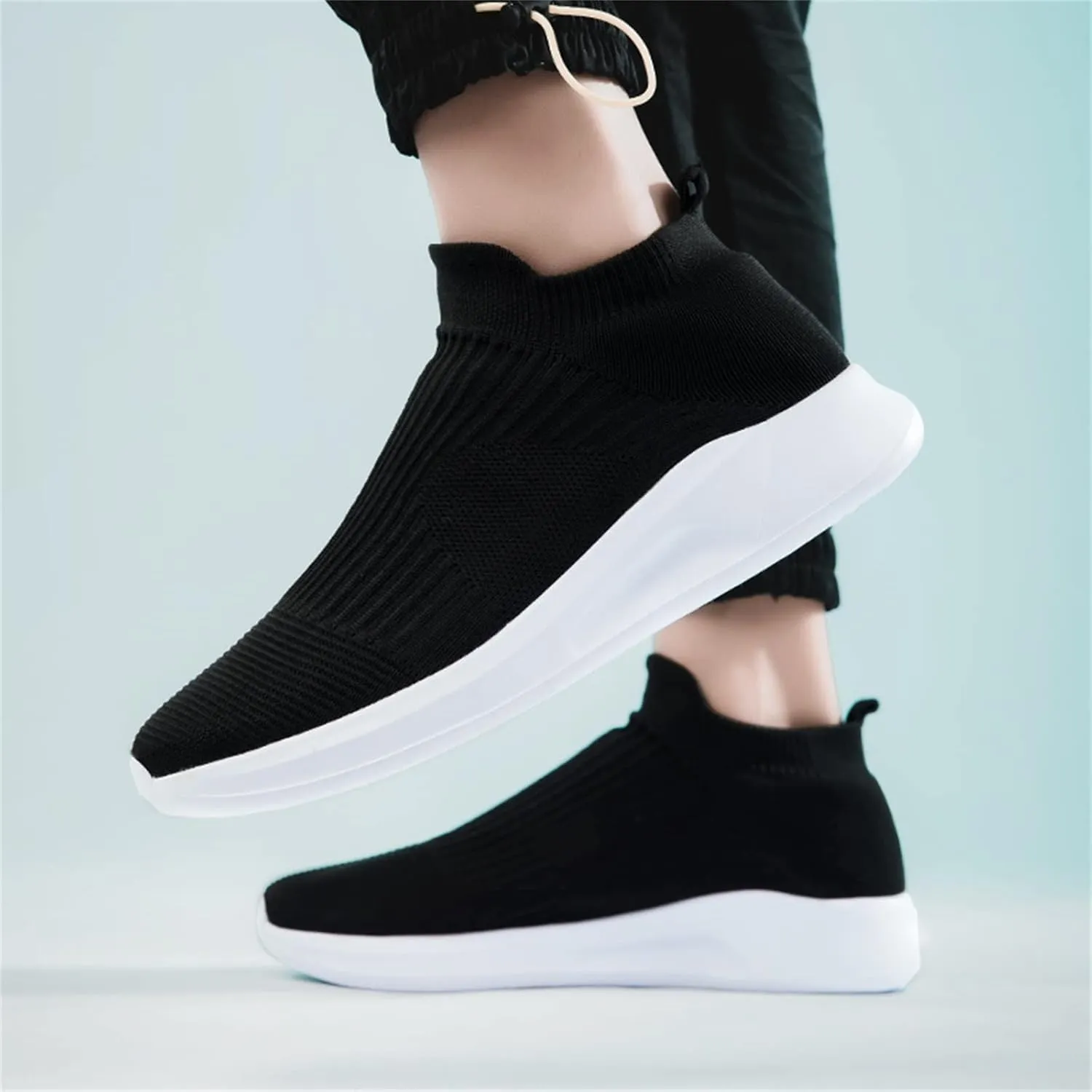 Men's Stretch Memory Foam Shoes Comfortable Breathable Lightweight Tennis Shoe Convenient Elderly Slip On Shoes