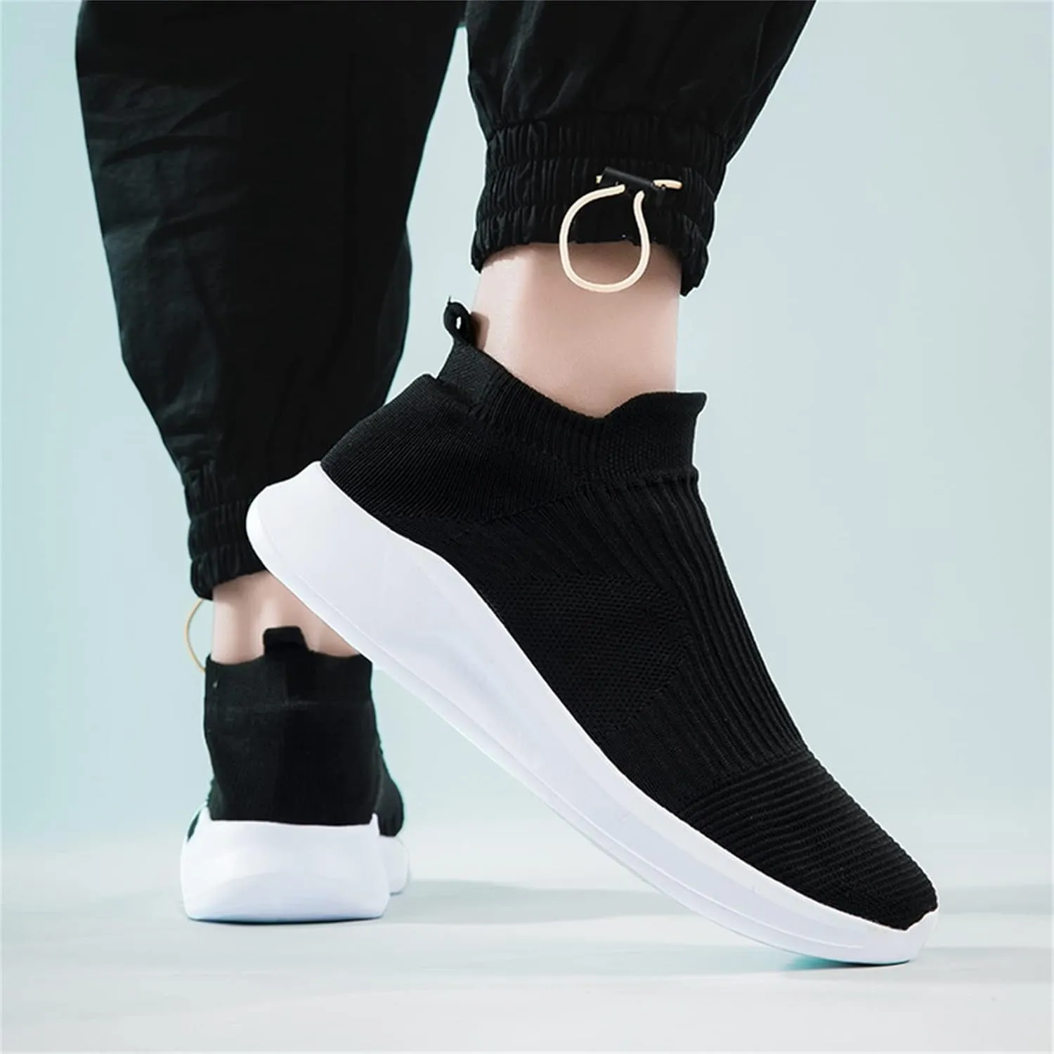 Men's Stretch Memory Foam Shoes Comfortable Breathable Lightweight Tennis Shoe Convenient Elderly Slip On Shoes