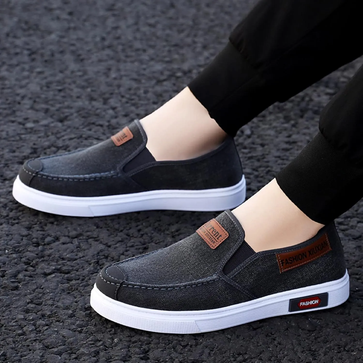 Men's Stretch Memory Foam Shoes Slip On Lightweight Breathable Fashion Sneaker Convenient Elderly Slip On Shoes