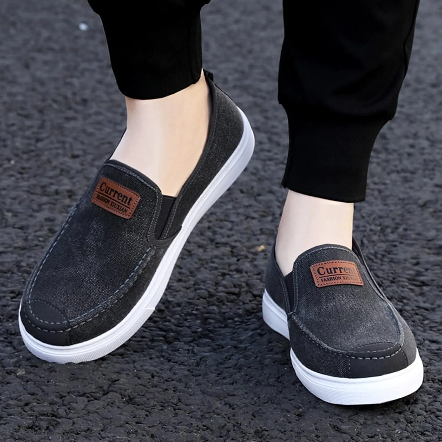 Men's Stretch Memory Foam Shoes Slip On Lightweight Breathable Fashion Sneaker Convenient Elderly Slip On Shoes