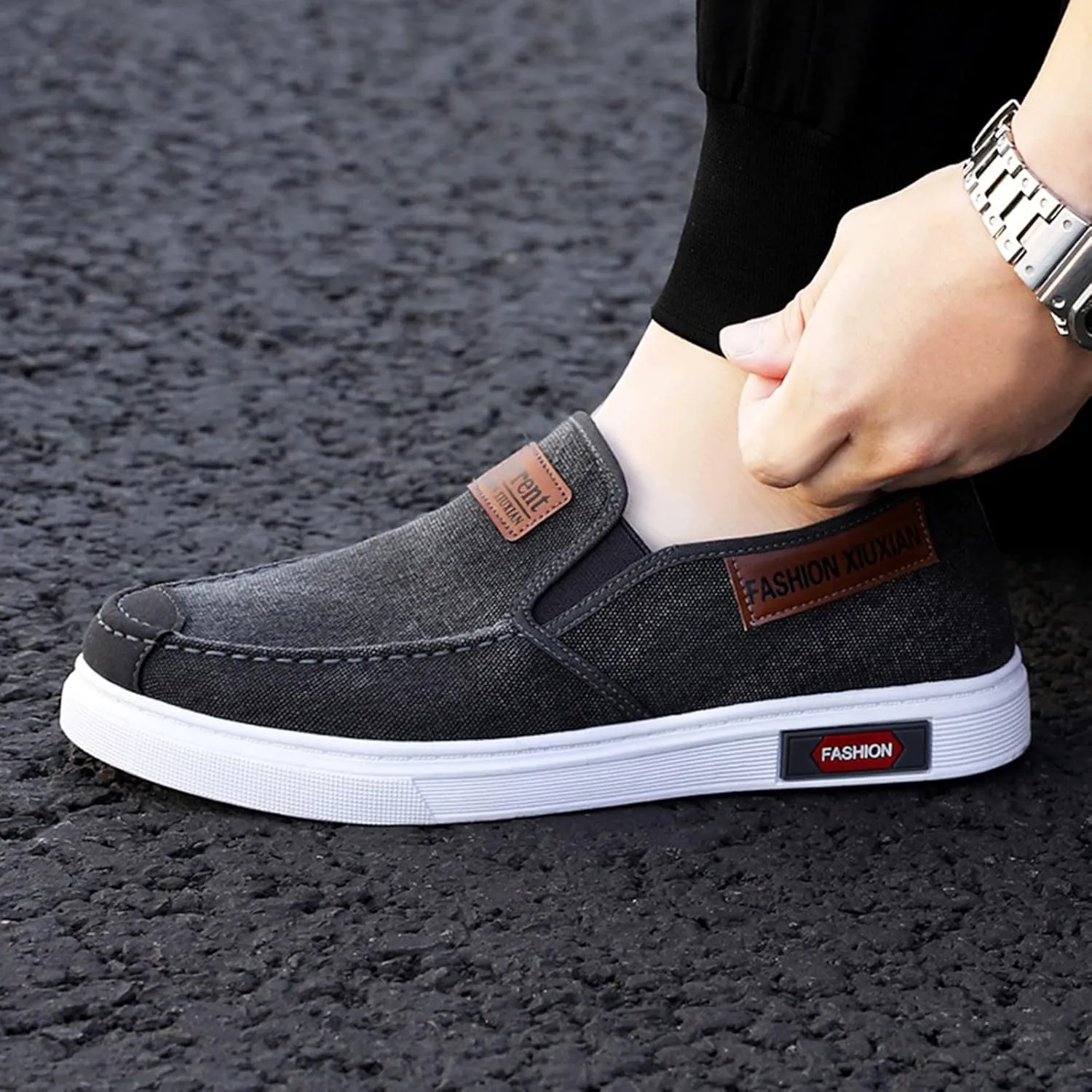 Men's Stretch Memory Foam Shoes Slip On Lightweight Breathable Fashion Sneaker Convenient Elderly Slip On Shoes
