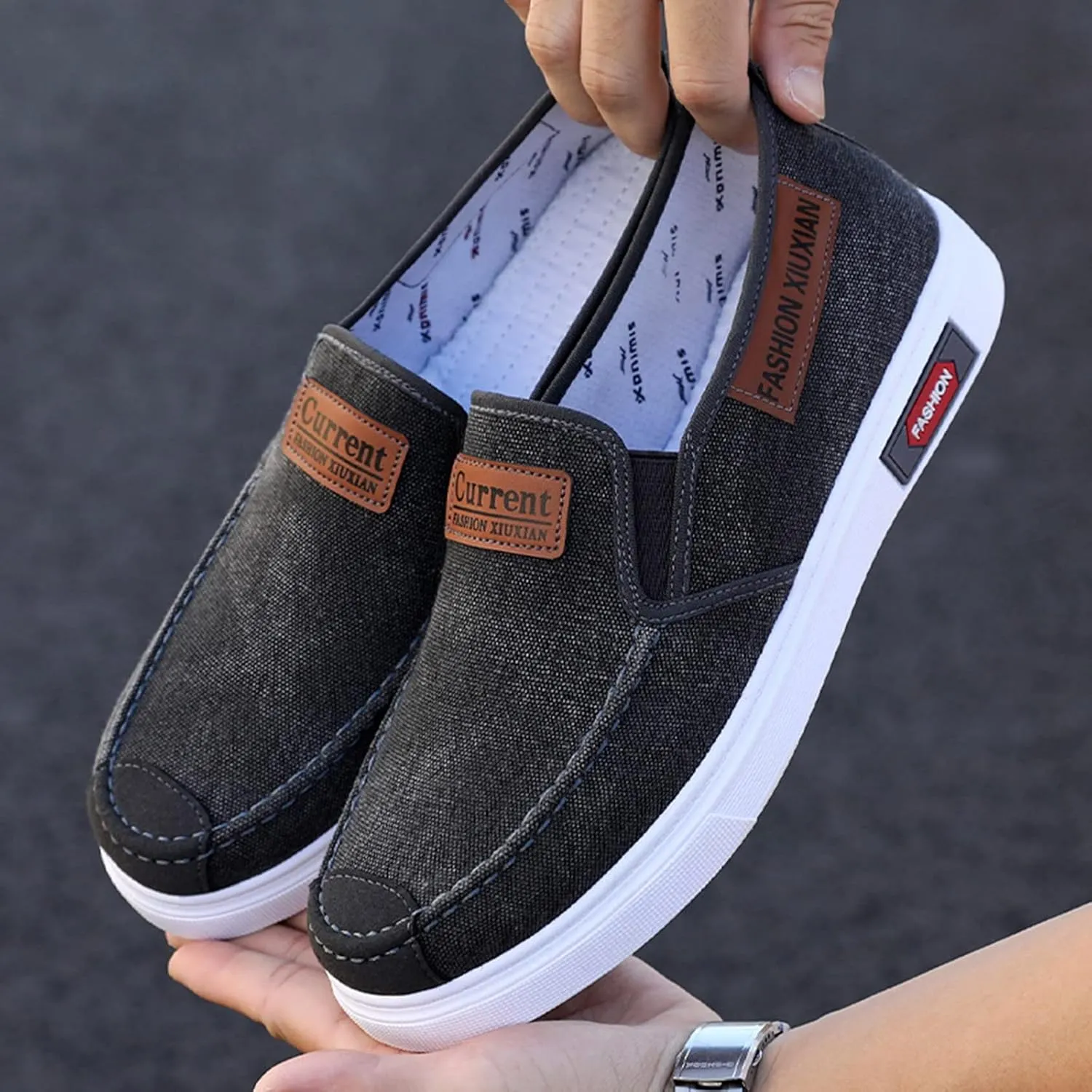 Men's Stretch Memory Foam Shoes Slip On Lightweight Breathable Fashion Sneaker Convenient Elderly Slip On Shoes