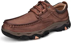 Men's Suede Casual Hiking Loafers,Hand Stitching Comfort Anti Slip Slip on Business Dress Shoes Fashion Outdoor Walking Boat Shoes