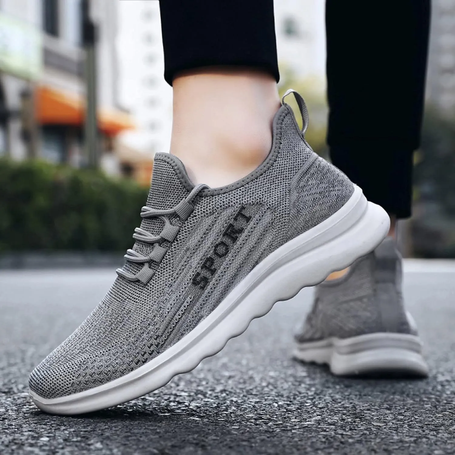 Mens Tennis Shoes Non Slip Shoes Lightweight Breathable Slip on Running Fashion Men's Casual Sneakers Mesh Breathable Walking on for Men White Sneakers