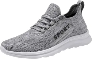Mens Tennis Shoes Non Slip Shoes Lightweight Breathable Slip on Running Fashion Men's Casual Sneakers Mesh Breathable Walking on for Men White Sneakers