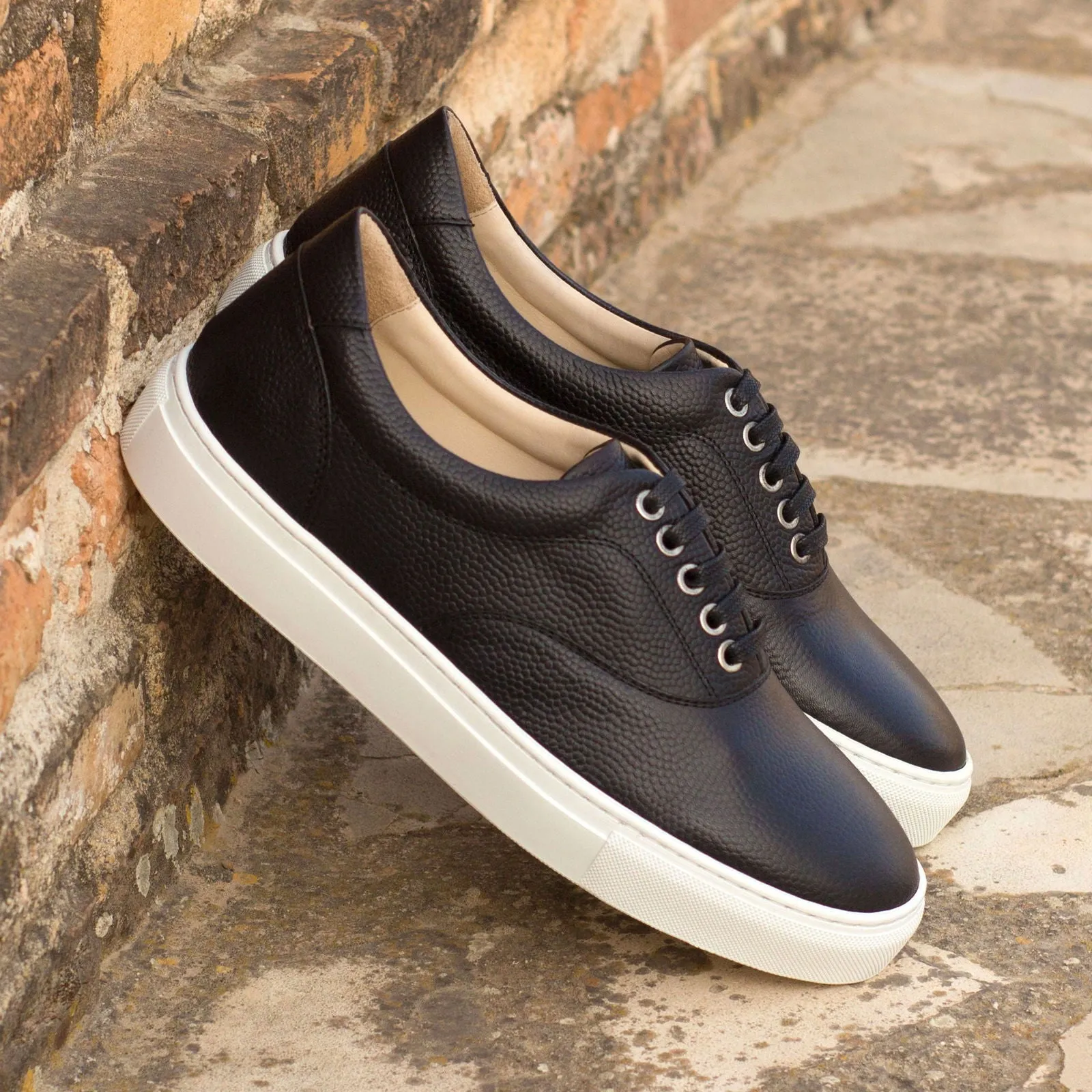 Men's Top Sider Leather Sneakers Wide Plus Size Black 4212