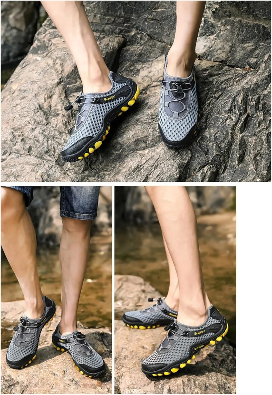 Mens Water Shoes Wide Width Non Slip Athletic Footwear Wide Toe Water Shoes Barefoot