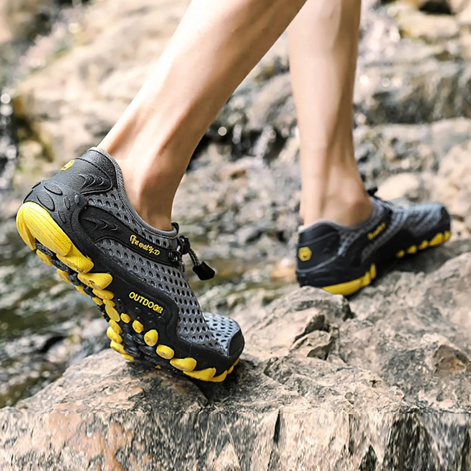 Mens Water Shoes Wide Width Non Slip Athletic Footwear Wide Toe Water Shoes Barefoot