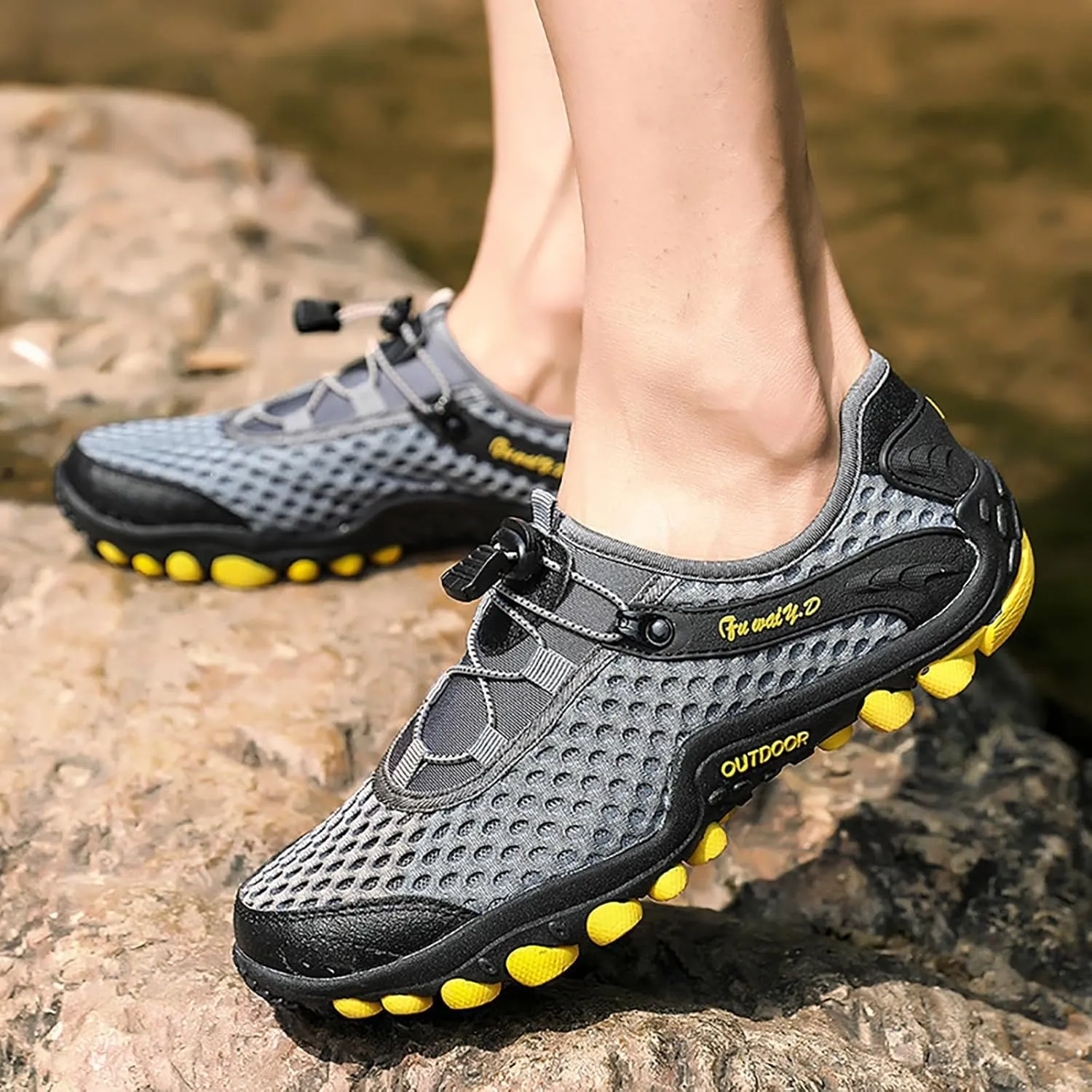 Mens Water Shoes Wide Width Non Slip Athletic Footwear Wide Toe Water Shoes Barefoot