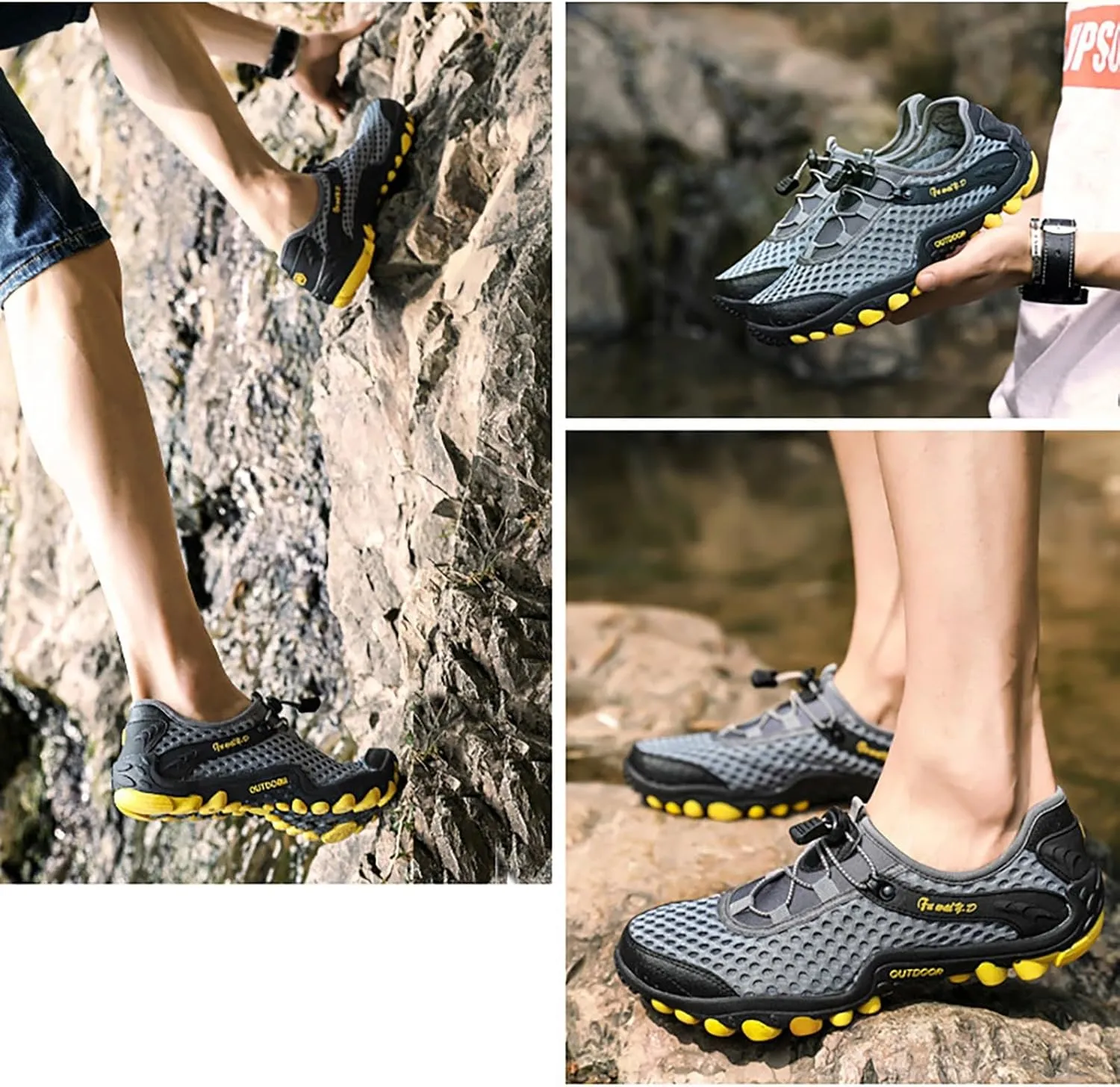Mens Water Shoes Wide Width Non Slip Athletic Footwear Wide Toe Water Shoes Barefoot