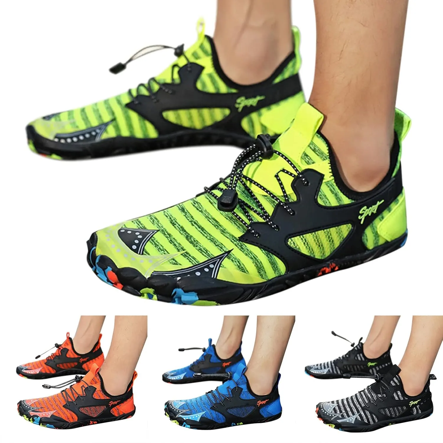 Mens Womens Water Shoes Non Slip Quick-Dry Water Shoes Barefoot for Beach Surf Hiking Pool Water Sports Couple Summer Outdoor Hiking Breathable Footwear Indoor Comfy Fitness Socks