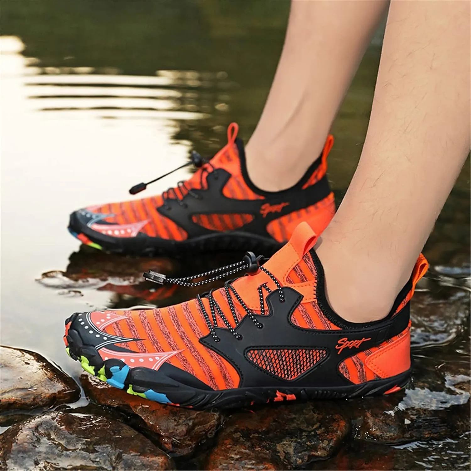 Mens Womens Water Shoes Non Slip Quick-Dry Water Shoes Barefoot for Beach Surf Hiking Pool Water Sports Couple Summer Outdoor Hiking Breathable Footwear Indoor Comfy Fitness Socks