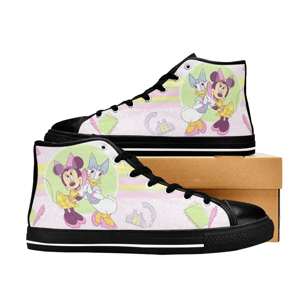 Minnie mouse and Daisy Duck Shoes High Top Sneakers for Kids and Adults
