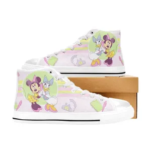 Minnie mouse and Daisy Duck Shoes High Top Sneakers for Kids and Adults