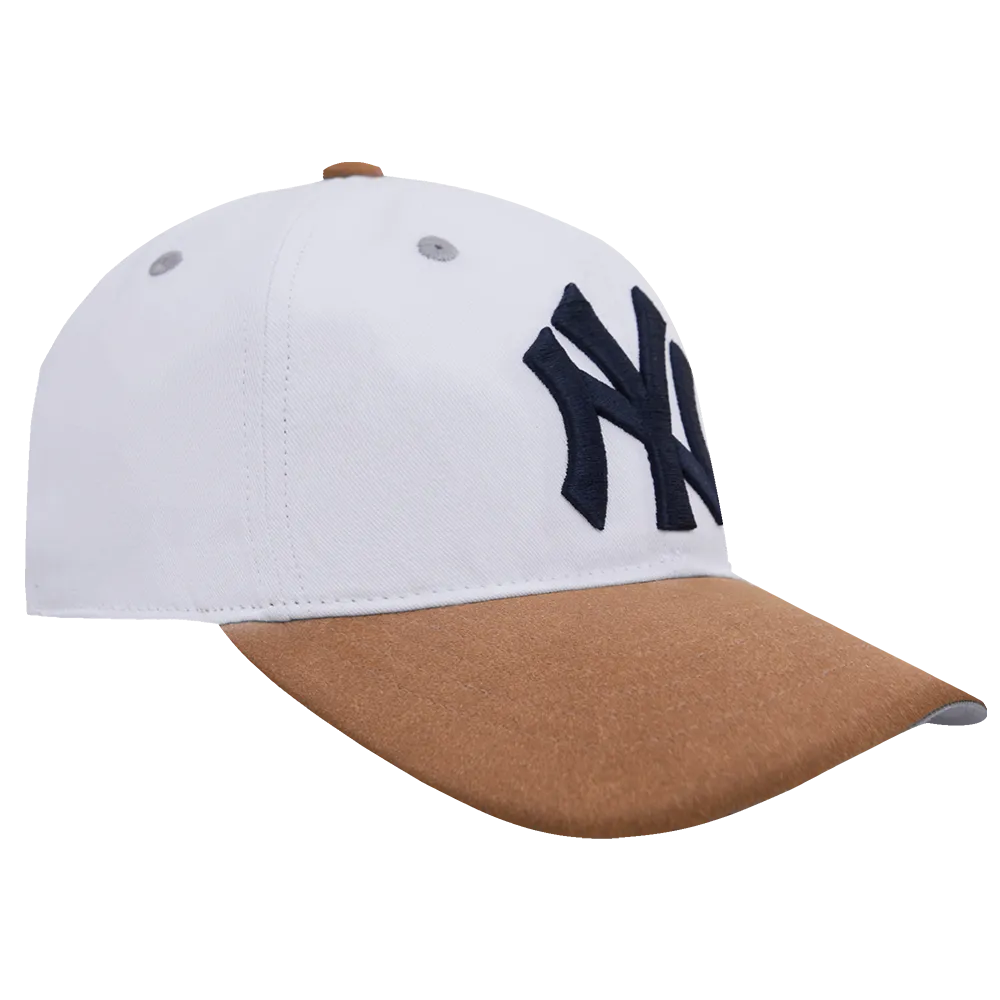 MLB NEW YORK YANKEES 2 TONE NUBUCK MEN'S DAD HAT (WHITE/BROWN)