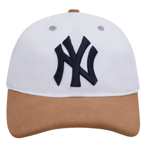 MLB NEW YORK YANKEES 2 TONE NUBUCK MEN'S DAD HAT (WHITE/BROWN)