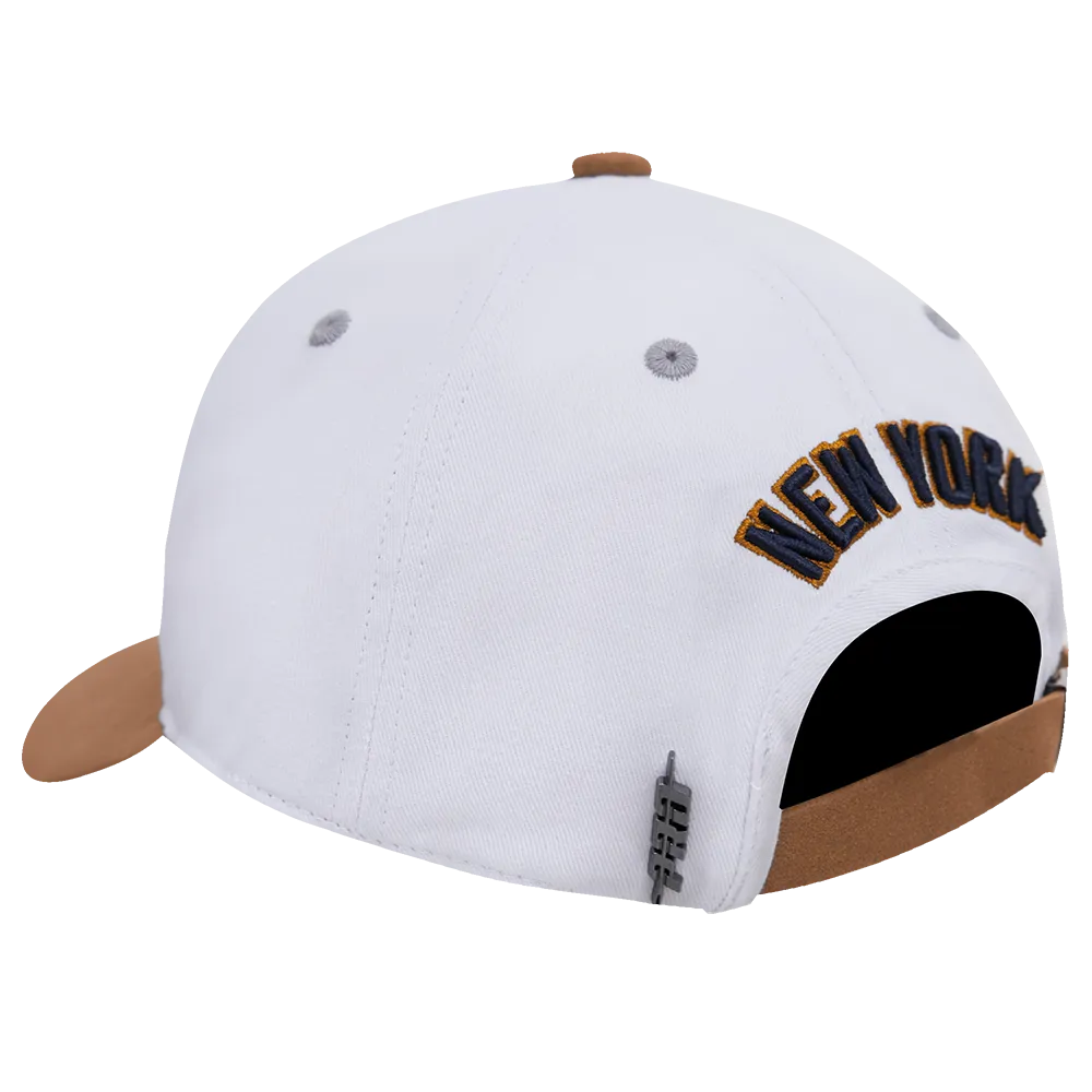 MLB NEW YORK YANKEES 2 TONE NUBUCK MEN'S DAD HAT (WHITE/BROWN)