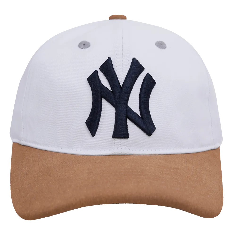 MLB NEW YORK YANKEES 2 TONE NUBUCK MEN'S DAD HAT (WHITE/BROWN)
