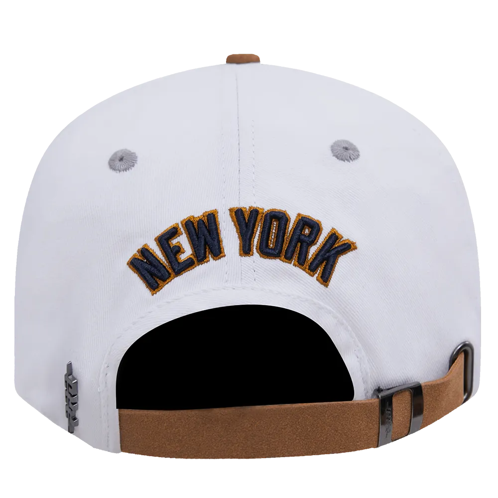 MLB NEW YORK YANKEES 2 TONE NUBUCK MEN'S DAD HAT (WHITE/BROWN)