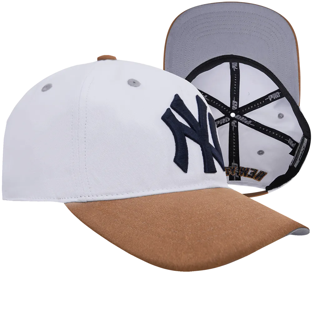MLB NEW YORK YANKEES 2 TONE NUBUCK MEN'S DAD HAT (WHITE/BROWN)