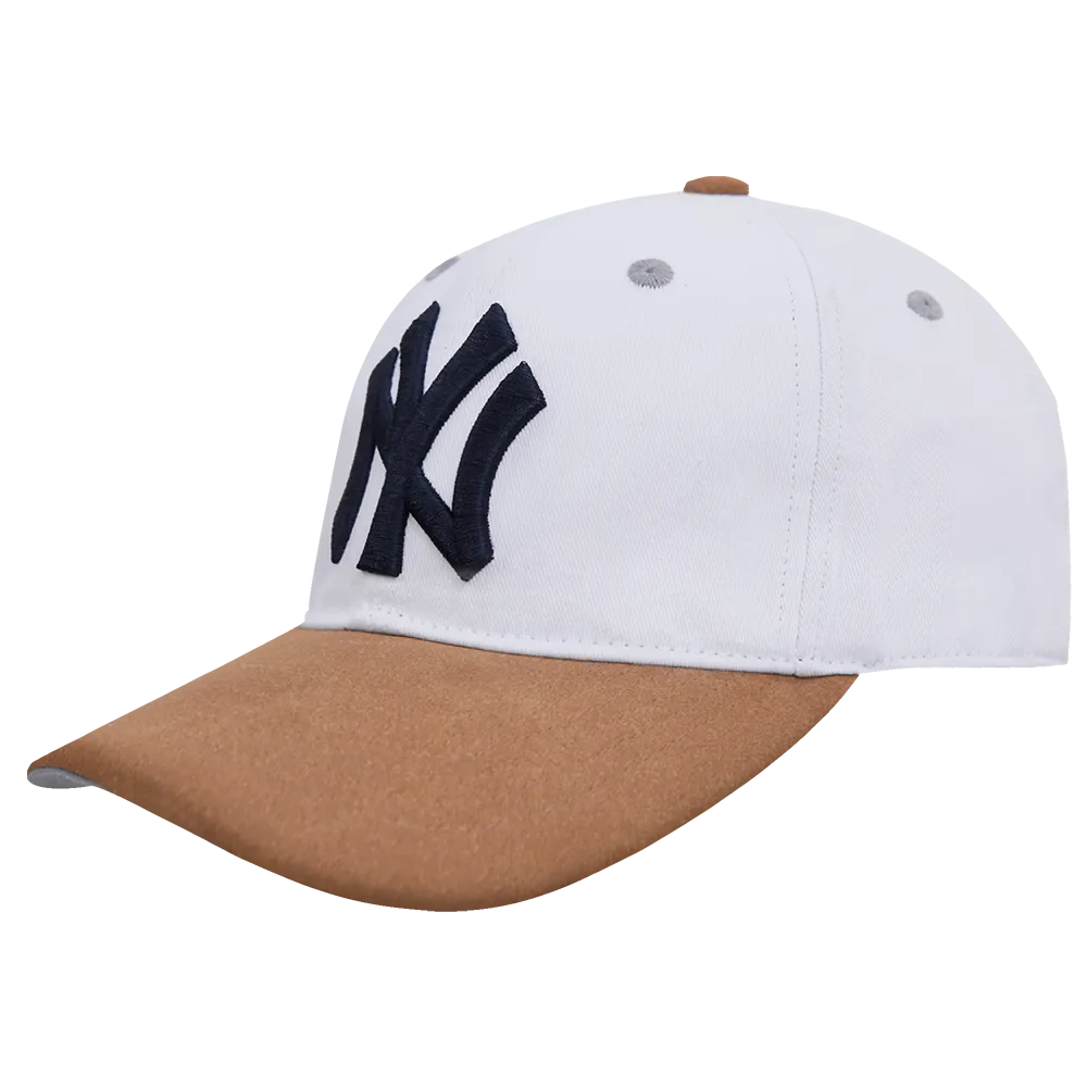 MLB NEW YORK YANKEES 2 TONE NUBUCK MEN'S DAD HAT (WHITE/BROWN)